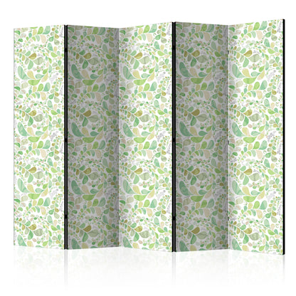 Room Divider - Plants Stained Glass II- A 5 Panel Folding Screen For Living rooms, bedrooms or home office, decorative folding screen made with wood and canvas