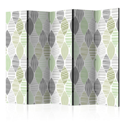 Room Divider - Green Tears II- A 5 Panel Folding Screen For Living rooms, bedrooms or home office, decorative folding screen made with wood and canvas