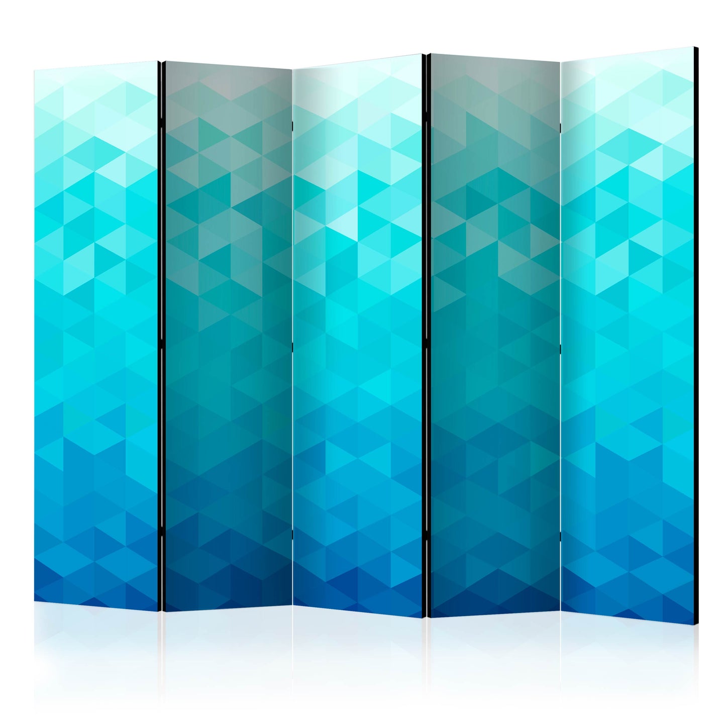 Room Divider - Azure pixel II- A 5 Panel Folding Screen For Living rooms, bedrooms or home office, decorative folding screen made with wood and canvas