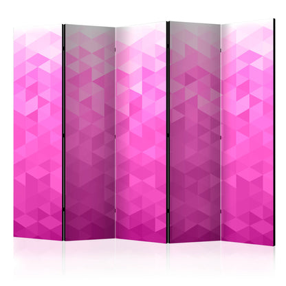 Room Divider - PInk pixel II- A 5 Panel Folding Screen For Living rooms, bedrooms or home office, decorative folding screen made with wood and canvas