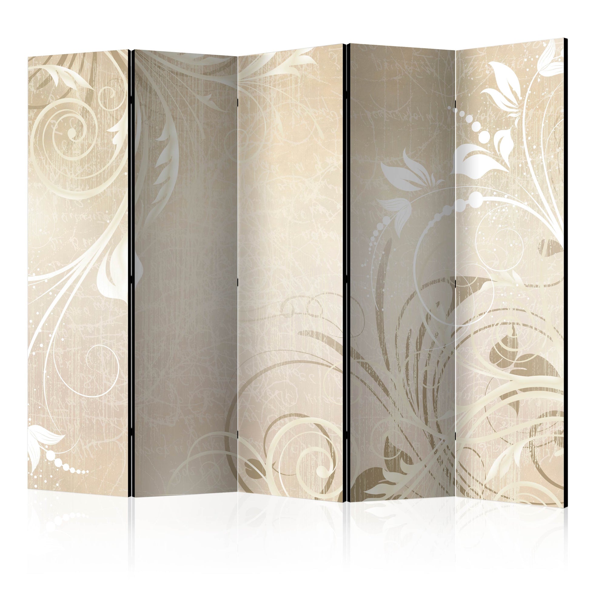 Room Divider - Symphony of senses II- A 5 Panel Folding Screen For Living rooms, bedrooms or home office, decorative folding screen made with wood and canvas