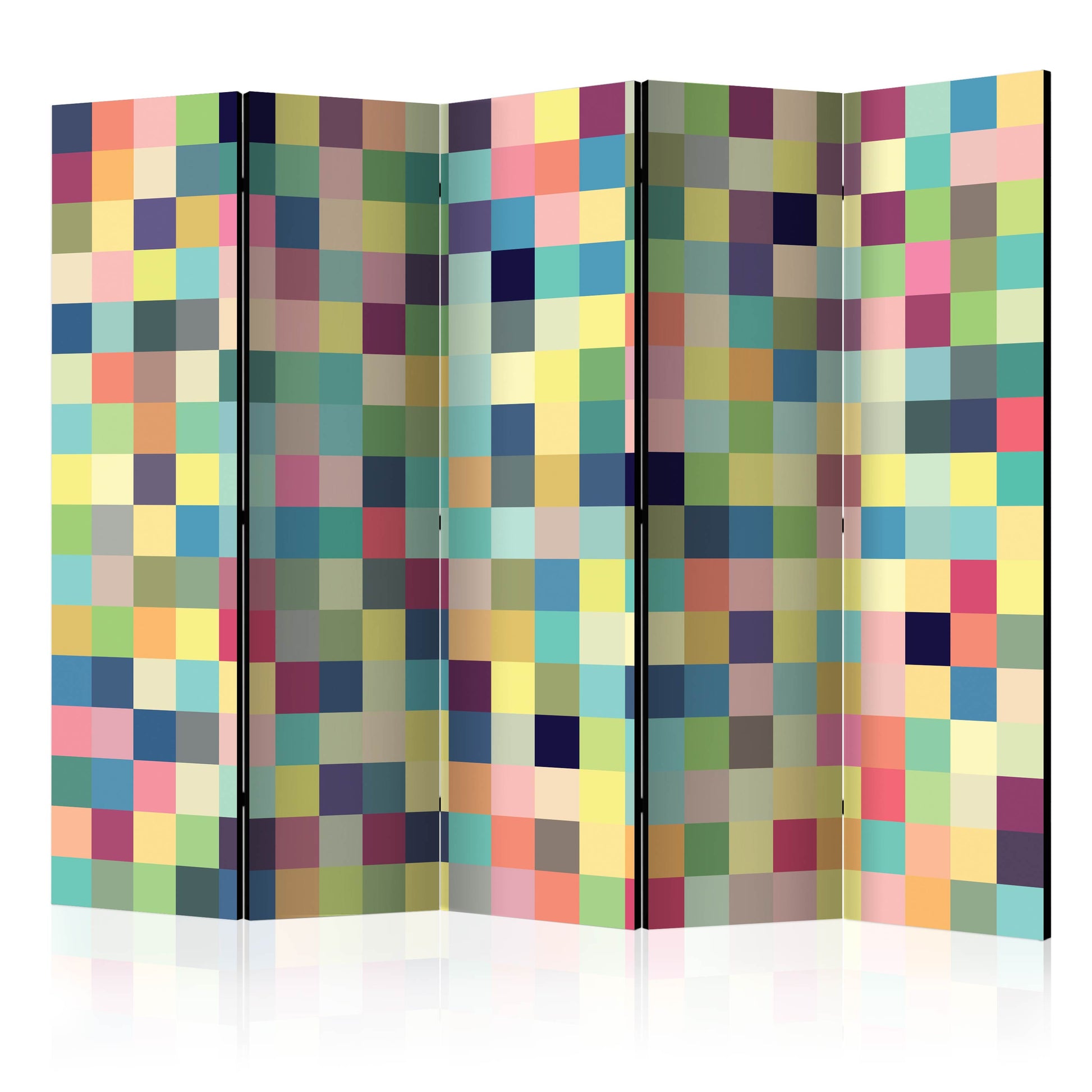 Room Divider - Millions of colors II- A 5 Panel Folding Screen For Living rooms, bedrooms or home office, decorative folding screen made with wood and canvas