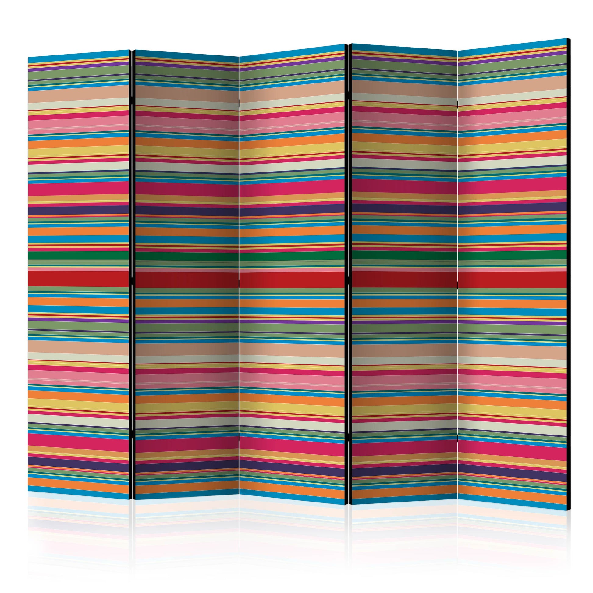 Room Divider - Subdued stripes II- A 5 Panel Folding Screen For Living rooms, bedrooms or home office, decorative folding screen made with wood and canvas