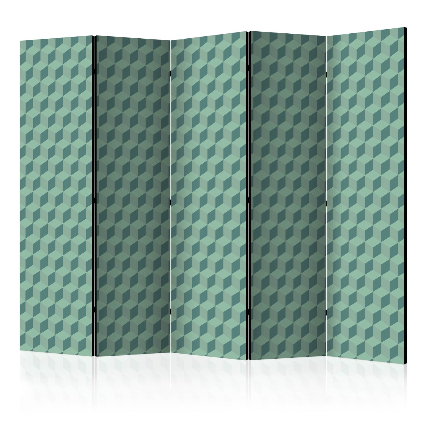 Room Divider - Monochromatic cubes II- A 5 Panel Folding Screen For Living rooms, bedrooms or home office, decorative folding screen made with wood and canvas