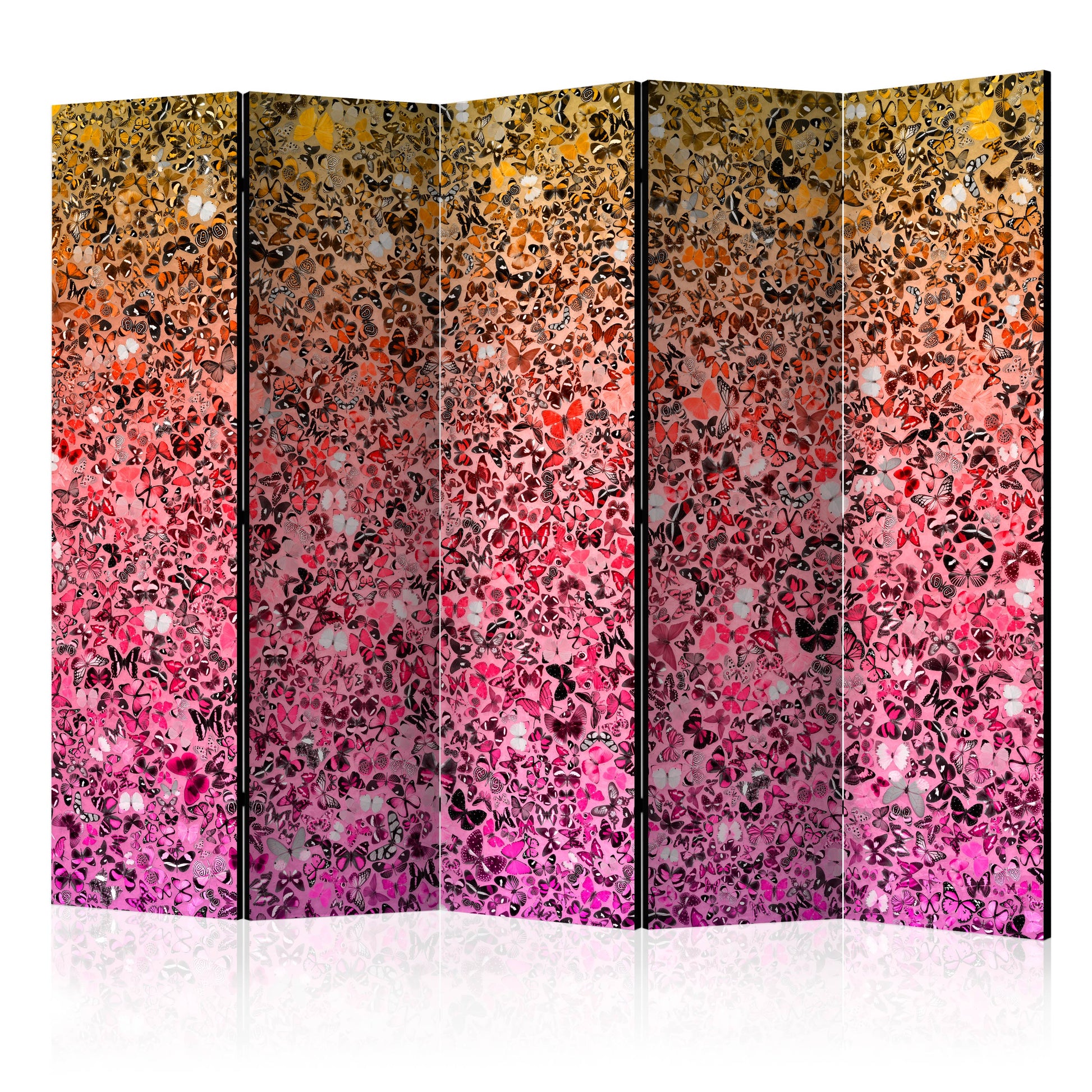 Room Divider - The language of butterflies II- A 5 Panel Folding Screen For Living rooms, bedrooms or home office, decorative folding screen made with wood and canvas