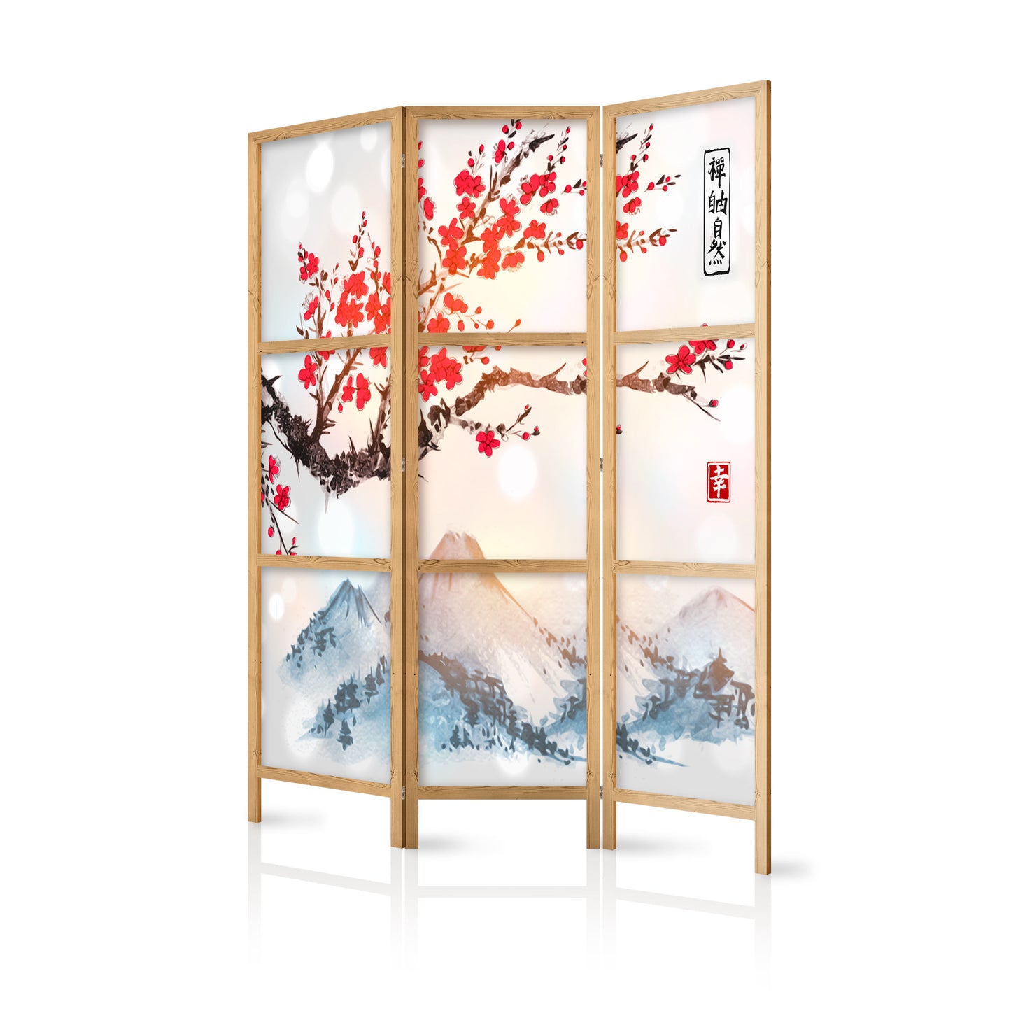 Shoji room Divider - Japanese Room Divider - Style: Fuji Mountain - ArtfulPrivacy