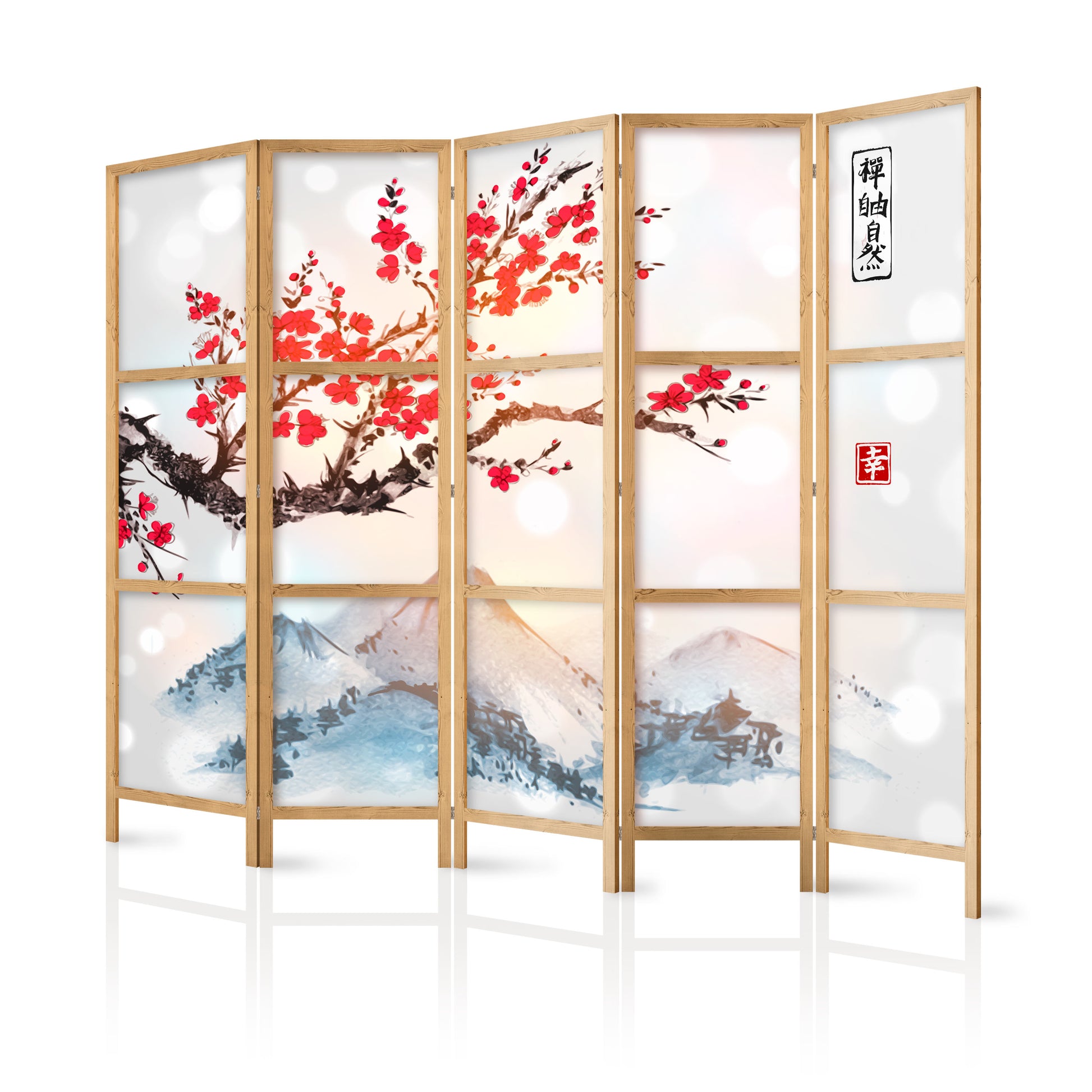 Shoji room Divider - Japanese Room Divider - Style: Fuji Mountain II - ArtfulPrivacy