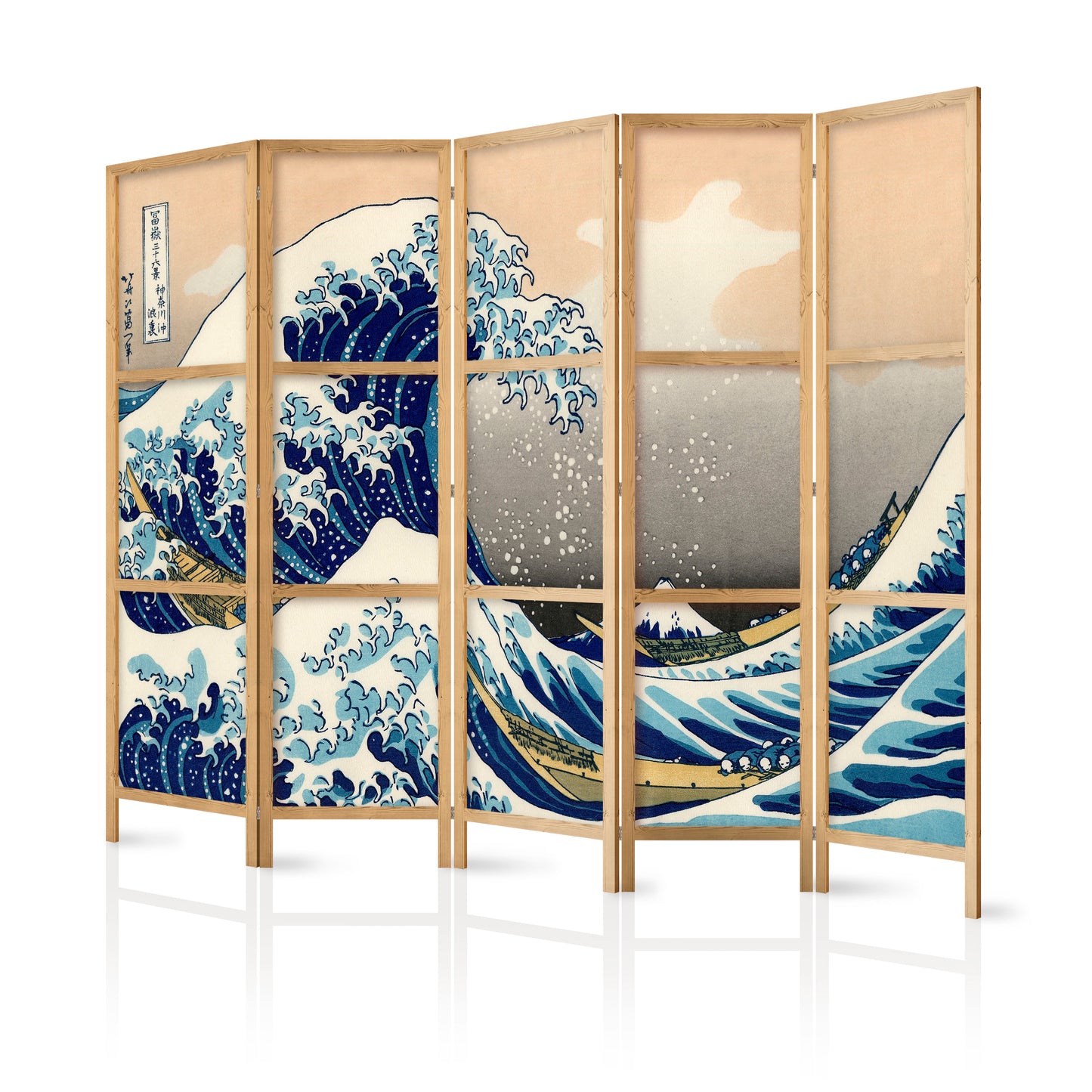 Shoji room Divider - Japanese Room Divider - Great Wave in Kanagawa II - ArtfulPrivacy