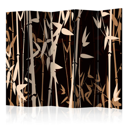 Room Divider - Bamboos II- A 5 Panel Folding Screen For Living rooms, bedrooms or home office, decorative folding screen made with wood and canvas