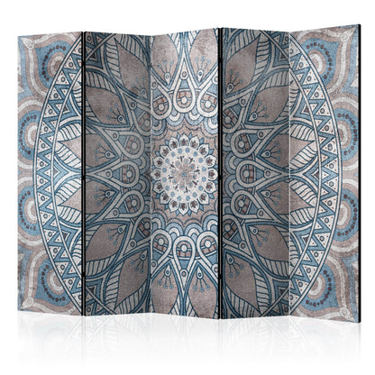 Room Divider - Mandala II- A 5 Panel Folding Screen For Living rooms, bedrooms or home office, decorative folding screen made with wood and canvas