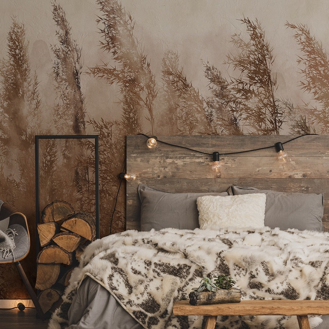 dreamy wall mural trend for the bedroom featuring an autumn vibe
